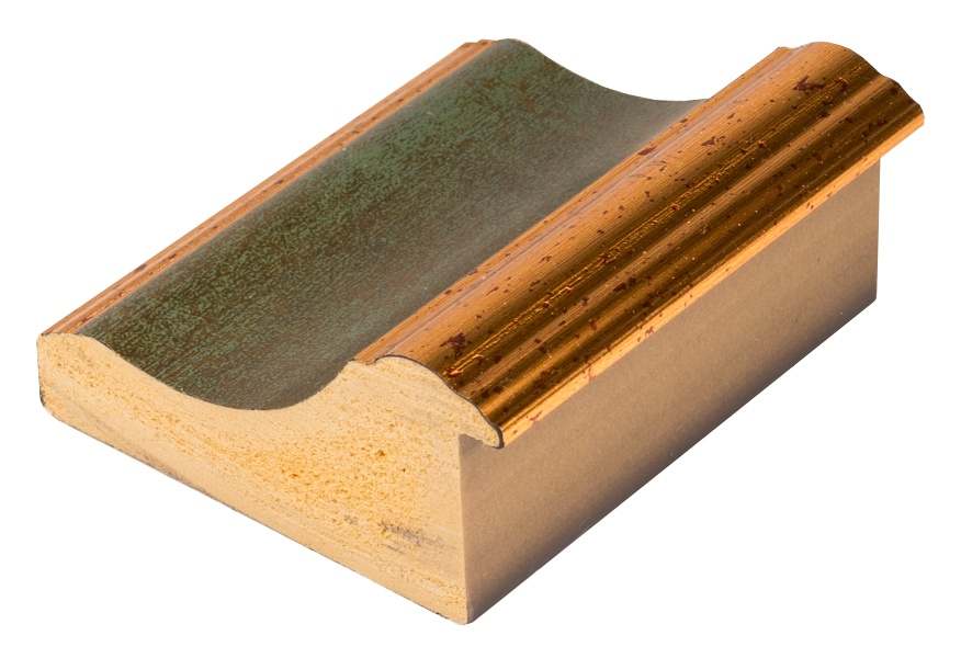 DANTIK Zrkadlo 50x140 ZVRATNÁ zelenozlatá plast