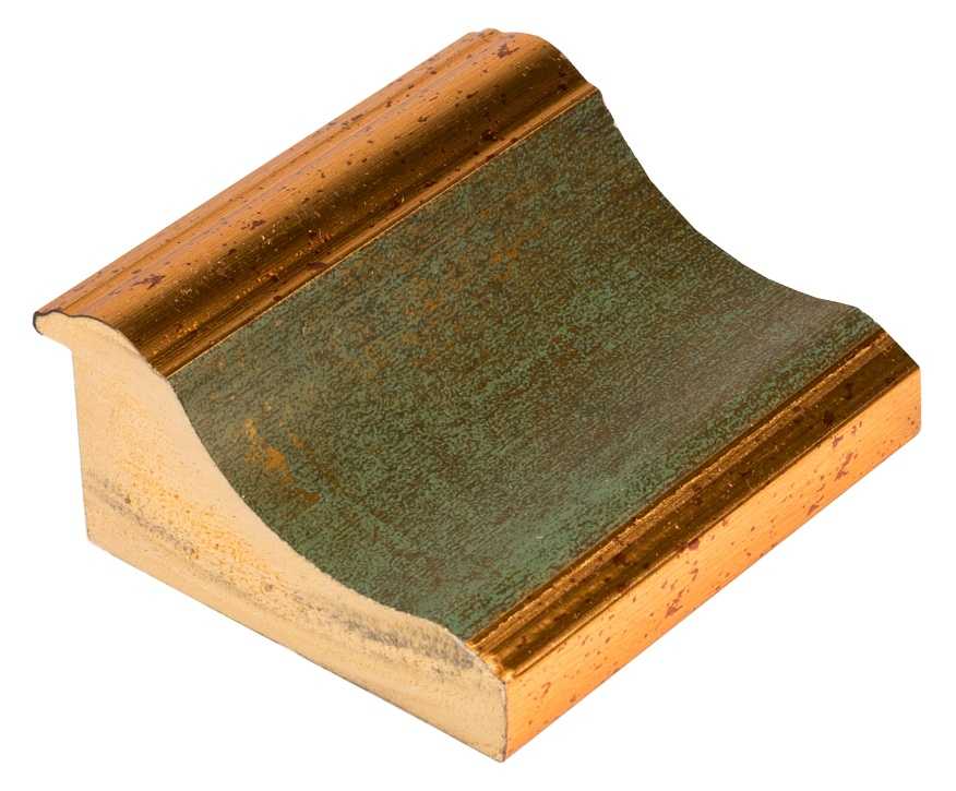 DANTIK Zrkadlo 50x140 ZVRATNÁ zelenozlatá plast