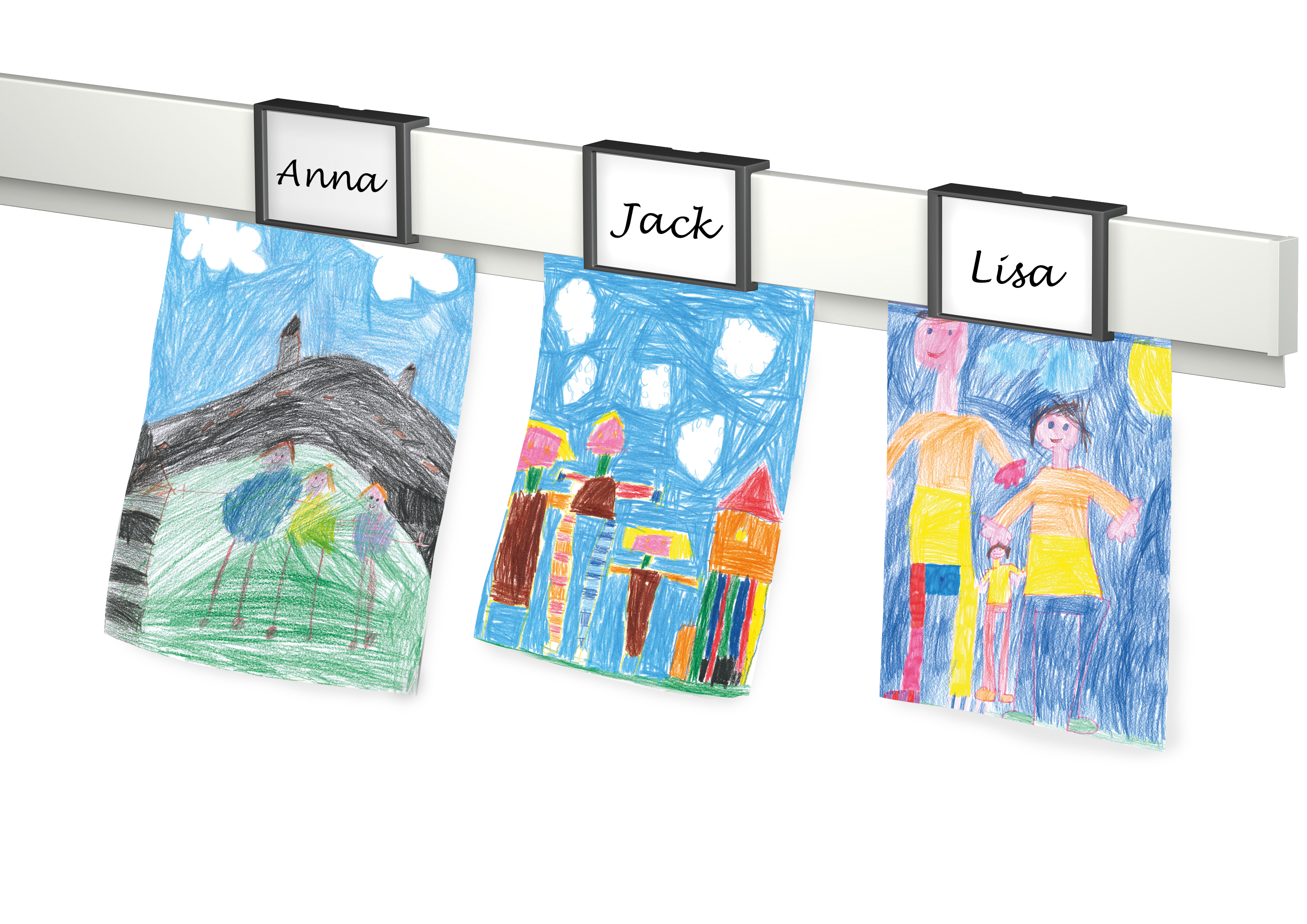 Závěsný systém na obrazy - SET Info Rail me 2m bilý