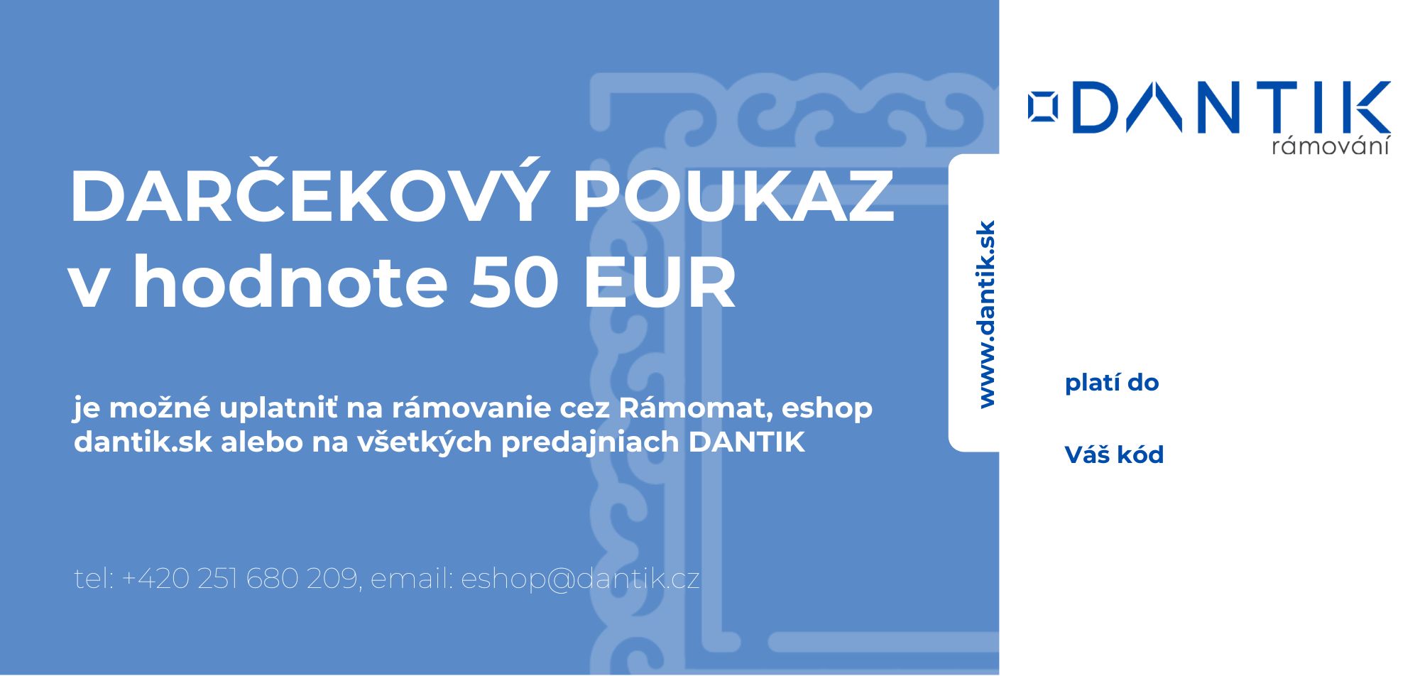 Darčekový certifikát na 50 EUR
