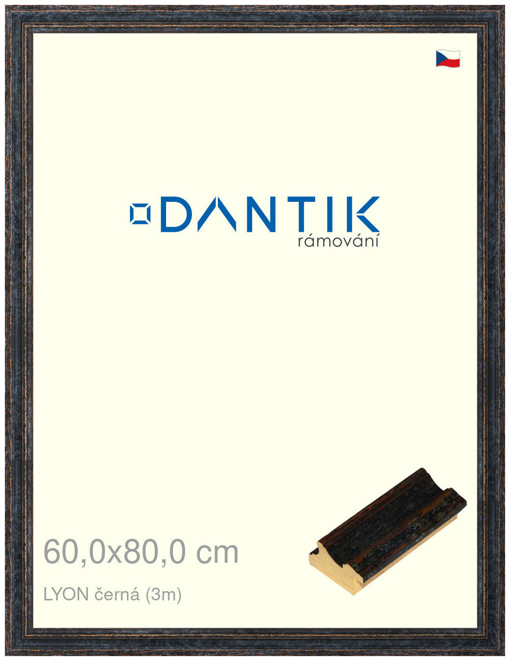 DANTIK rám na obraz 60x80 | LYON černá (Plexi Čiré)
