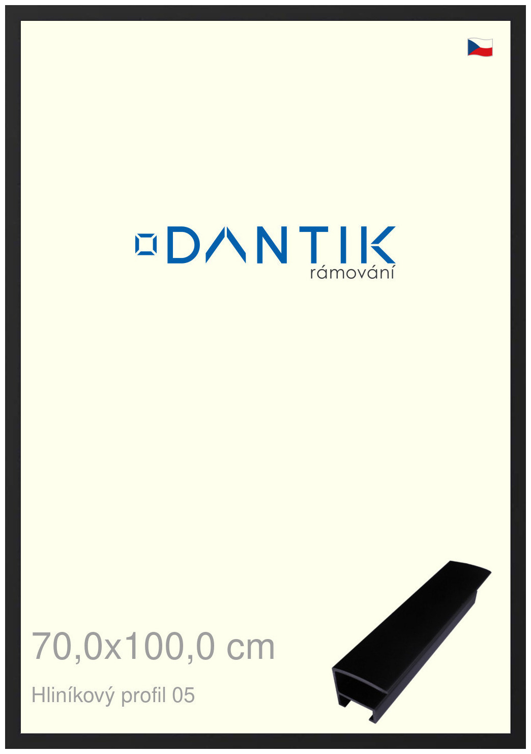DANTIK rám na obraz 70x100 | ALU Černá matná (Plexi Čiré)
