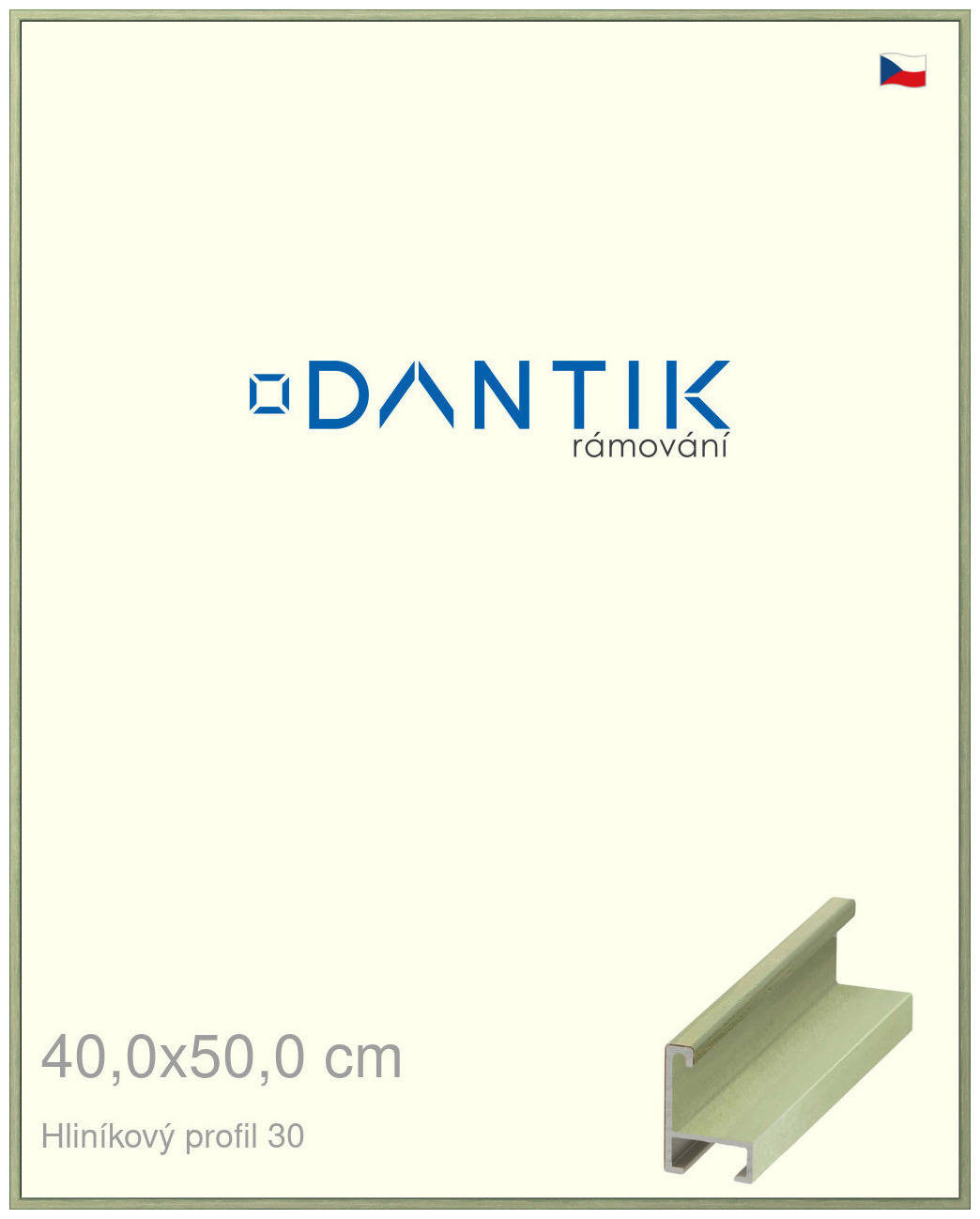 DANTIK rám na obraz 40x50 | ALU Dýha barevná zelená pastel (Sklo Čiré)