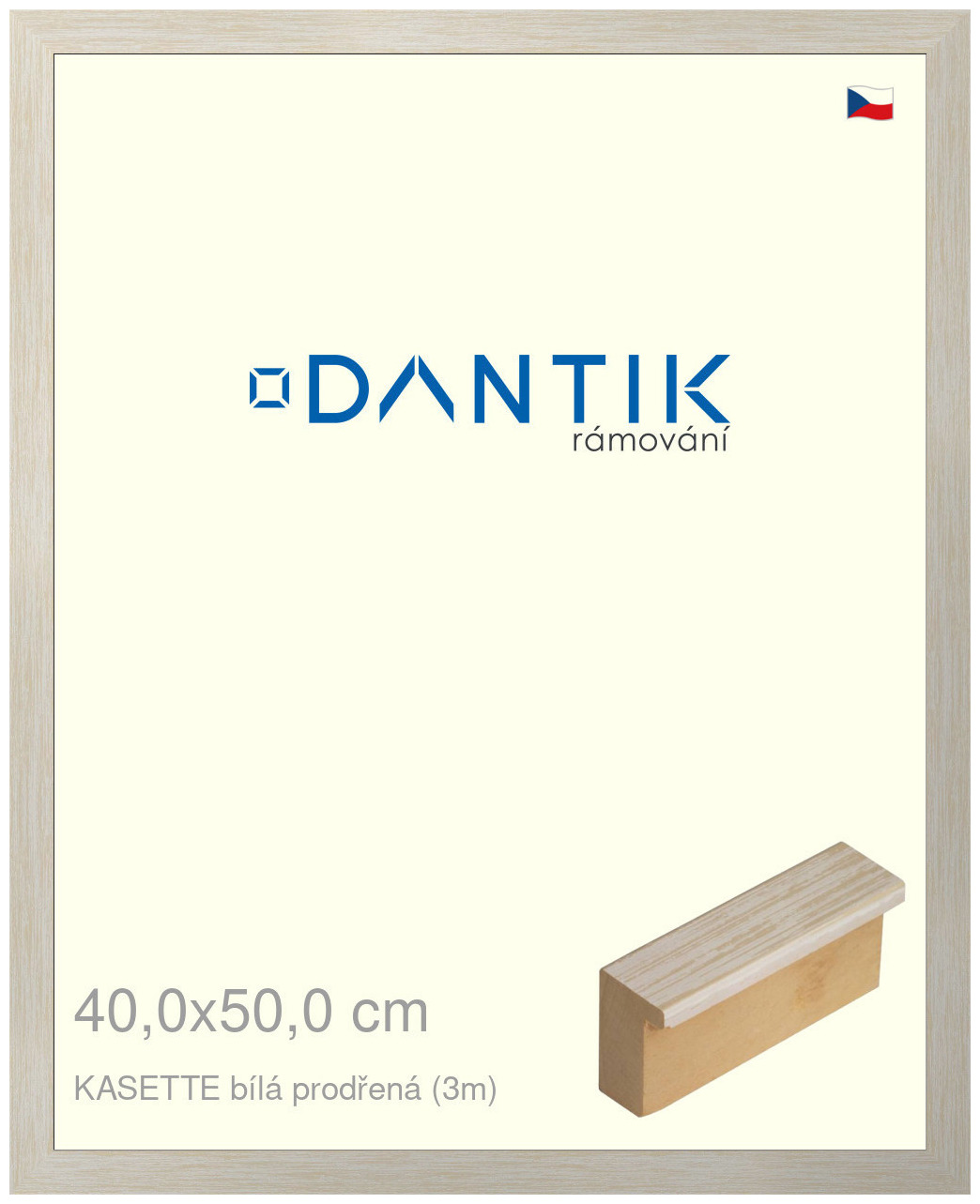 DANTIK rám na obraz 40x50 | KASSETTE bílá prodřená (Sklo Čiré)