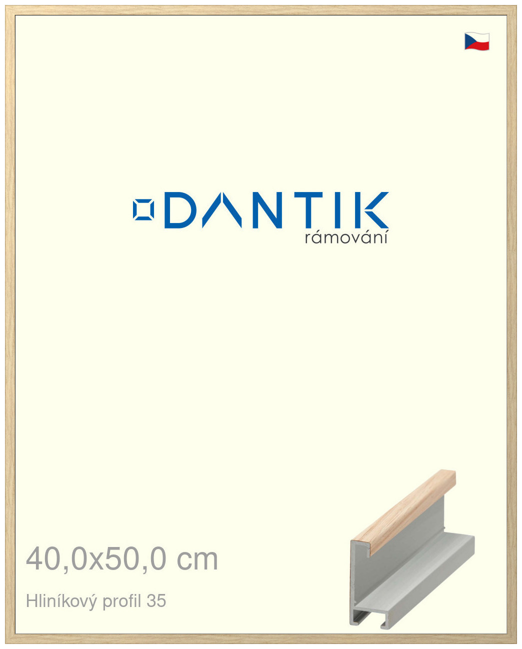 DANTIK rám na obraz 40x50 | ALU Dýha dub raw (Sklo Čiré)
