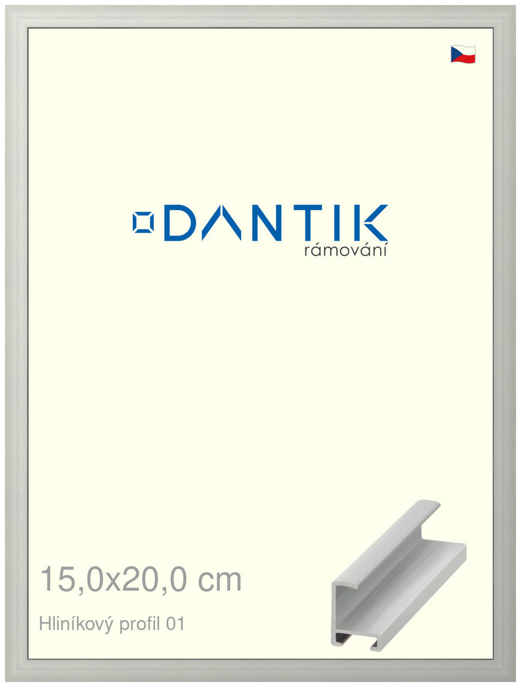 DANTIK rám na obraz 15x20 | ALU Stříbrná matná (Sklo Čiré)