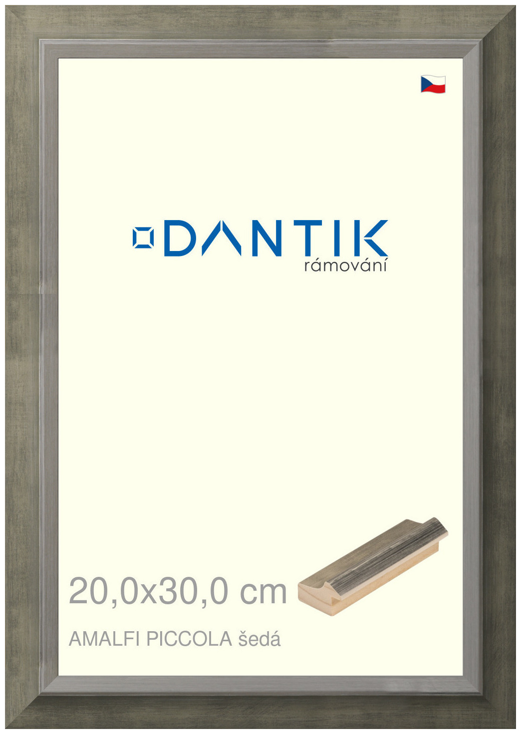 DANTIK rám na obraz 20x30 | AMALFI piccola šedá (Sklo Čiré)