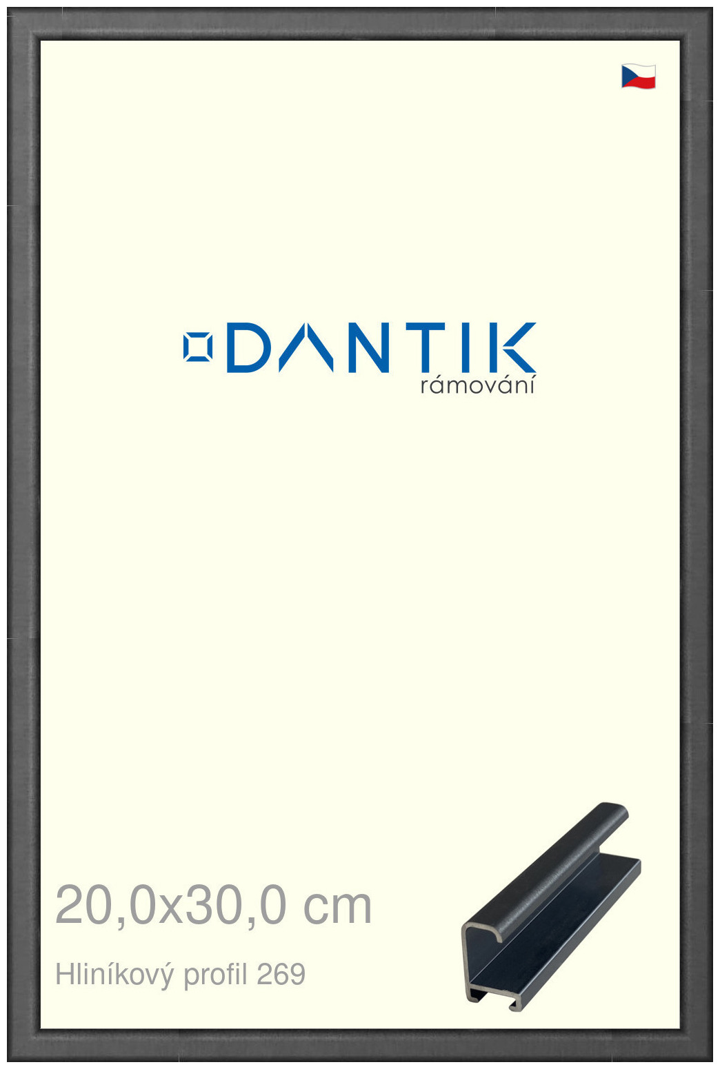 DANTIK rám na obraz 20x30 | ALU Šedá Oplal broušená (Sklo Čiré)