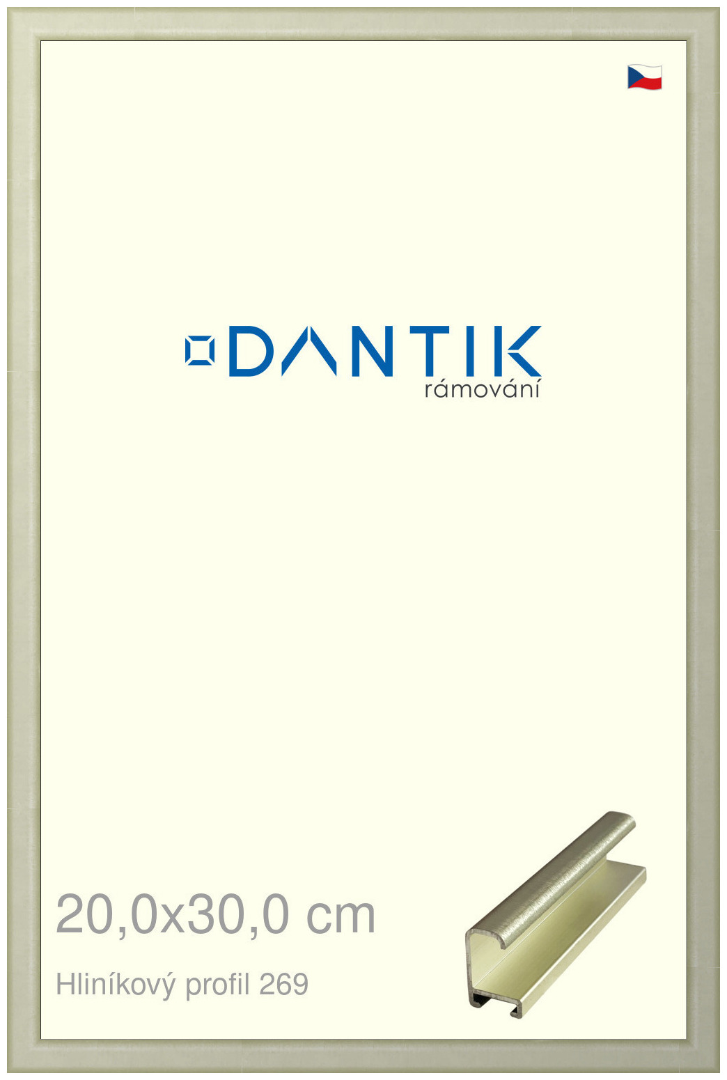 DANTIK rám na obraz 20x30 | ALU Šedá Pyrit broušená (Sklo Čiré)