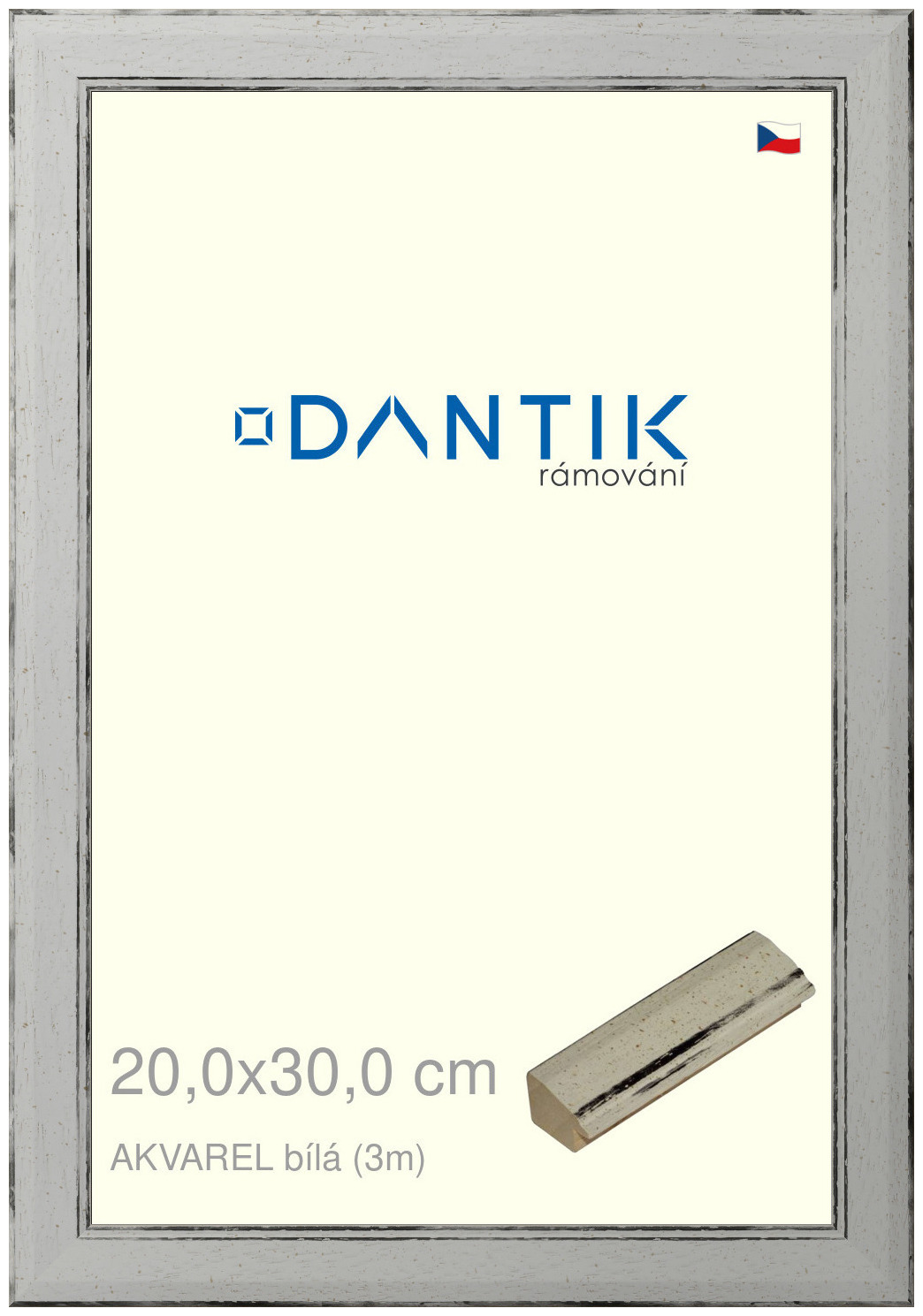 DANTIK rám na obraz 20x30 | AKVAREL Bílá (Sklo Čiré)