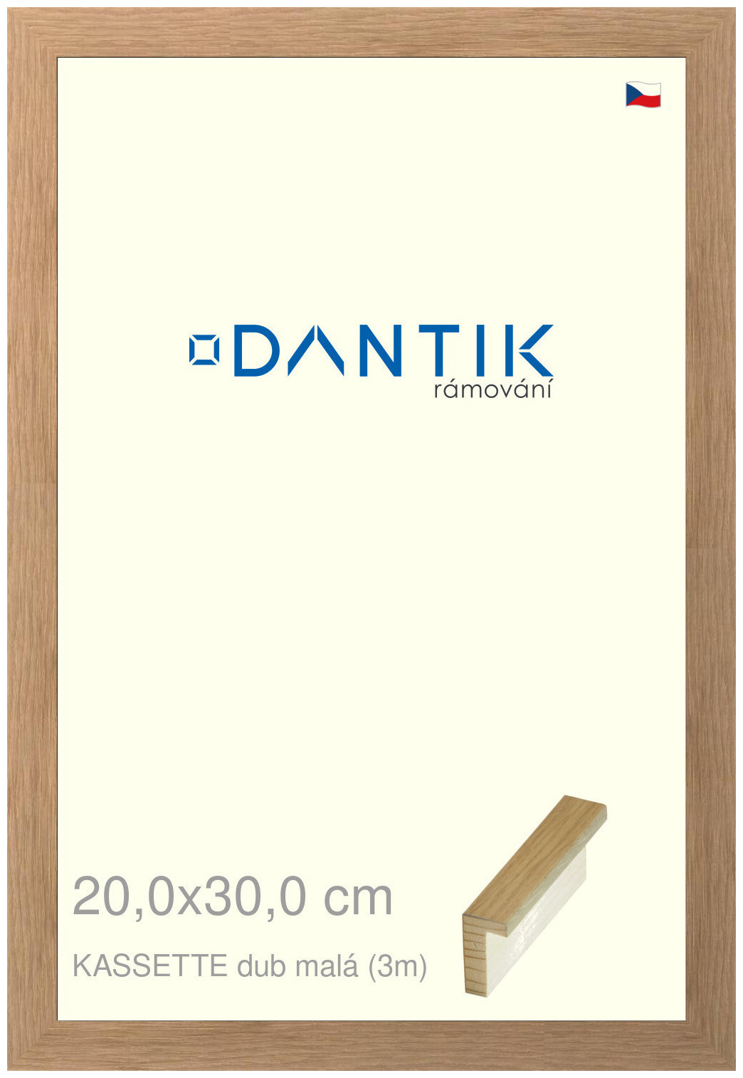 DANTIK rám na obraz 20x30 | KASSETTE dub malá (Sklo Čiré)