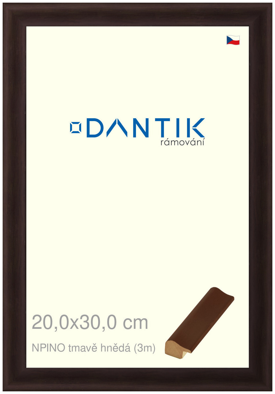 DANTIK rám na obraz 20x30 | NPINO tmavě hnědá (Sklo Čiré)
