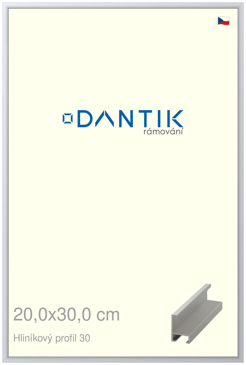 DANTIK rám na obraz 20x30 | ALU Stříbrná matná (Sklo Čiré)
