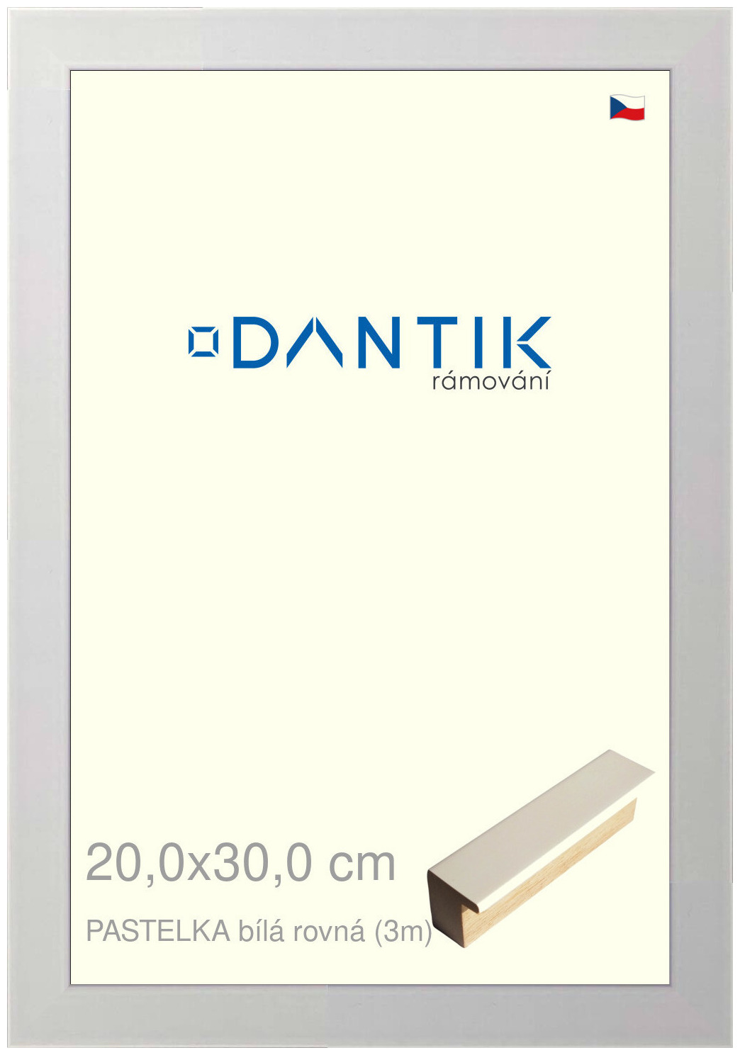 DANTIK rám na obraz 20x30 | PASTELKA bílá rovná (Sklo Čiré)
