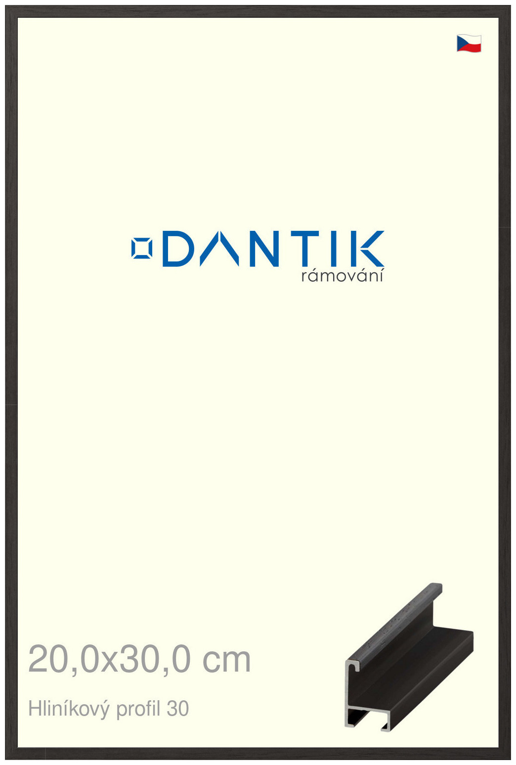DANTIK rám na obraz 20x30 | ALU Dýha černá (Sklo Čiré)