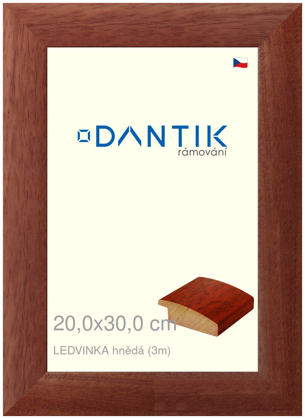 DANTIK rám na obraz 20x30 | LEDVINKA hnědá (Sklo Čiré)