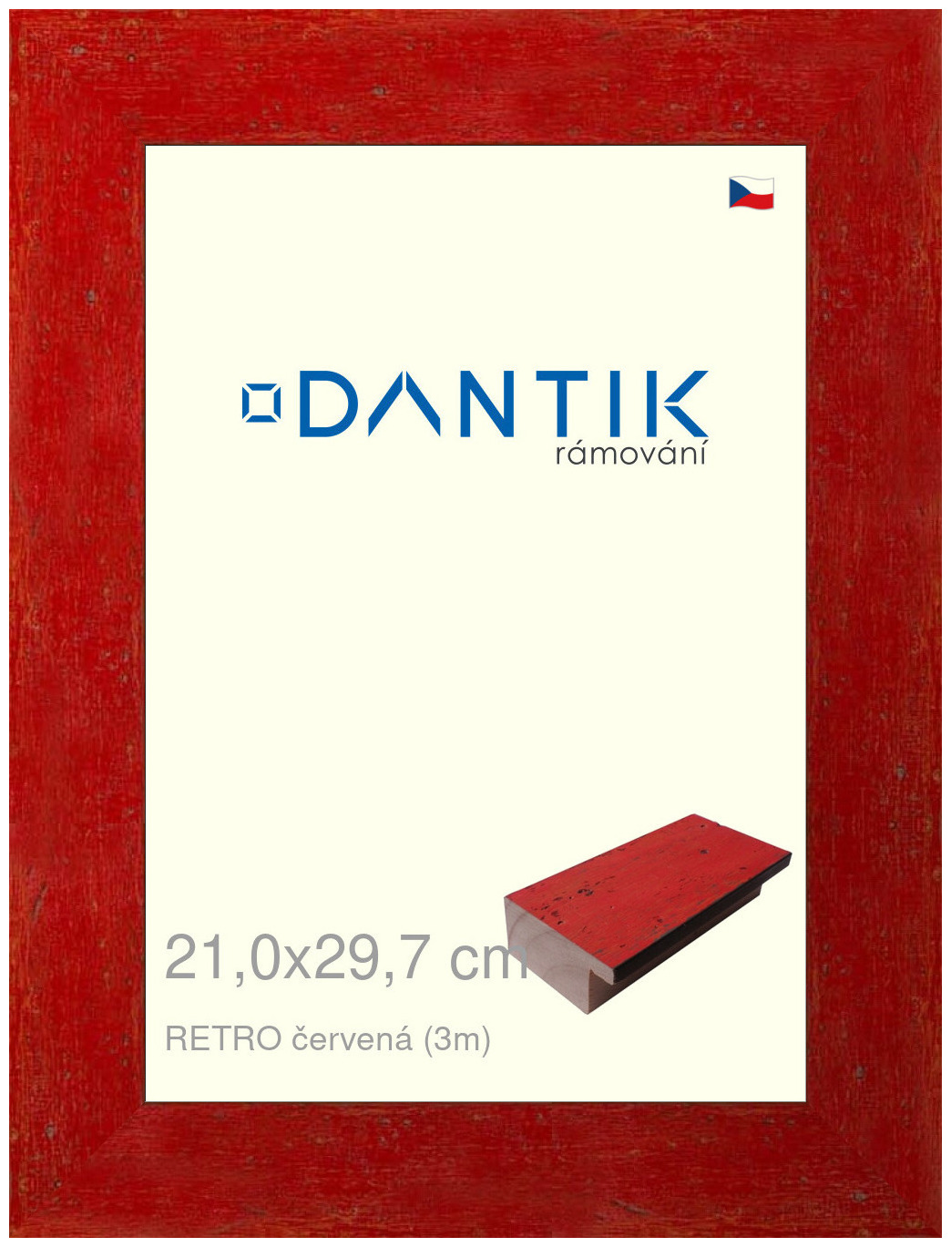 DANTIK rám na obraz 21x29,7 | RETRO červená (Sklo Čiré)