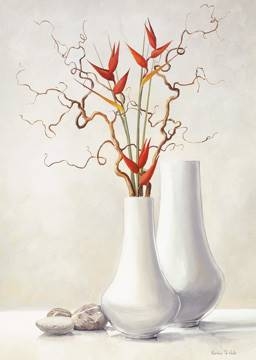 50x70 | Willow Twigs with Red Flowers ( Van der Valk Karin )