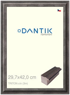 DANTIK rám na obraz 29,7x42 | TRITON cín (Plexi Čiré)