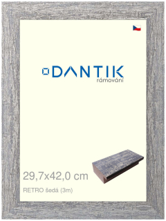 DANTIK rám na obraz 29,7x42 | RETRO šedá (Plexi Čiré)