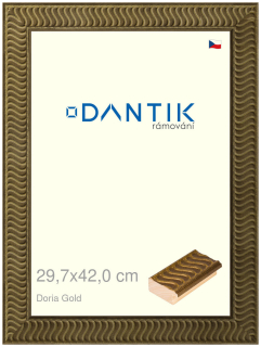 DANTIK rám na obraz 29,7x42 | Doria Gold (Plexi Čiré)