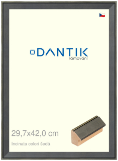 DANTIK rám na obraz 29,7x42 | INCLINATA colori šedá (Plexi Čiré)