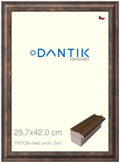 DANTIK rám na obraz 29,7x42 | TRITON měď antik (Plexi Čiré)