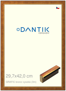 DANTIK rám na obraz 29,7x42 | GRAFIC bronz vysoká (Plexi Čiré)