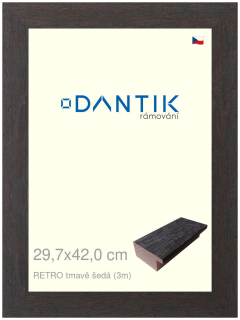 DANTIK rám na obraz 29,7x42 | RETRO tmavě šedá (Plexi Čiré)