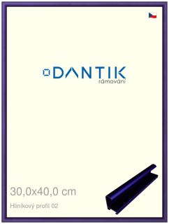 DANTIK rám na obraz 30x40 | ALU modrá Azur matná (Plexi Čiré)