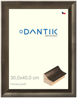 DANTIK rám na obraz 30x40 | Ferrosa grafit (Plexi Čiré)