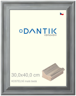 DANTIK rám na obraz 30x40 | KOSTELNÍ malá šedá (Plexi Čiré)