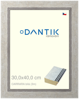 DANTIK rám na obraz 30x40 | CARRARA Bílá (Plexi Čiré)