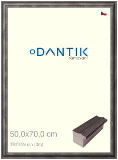 DANTIK rám na obraz 50x70 | TRITON cín (Plexi Čiré)