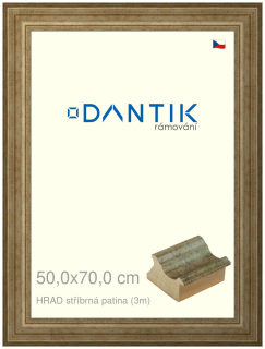 DANTIK rám na obraz 50x70 | HRAD stříbrná patina (Plexi Čiré)