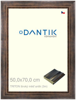 DANTIK rám na obraz 50x70 | TRITON široký měď antik (Plexi Čiré)