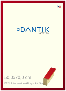DANTIK rám na obraz 50x70 | PERLA červená lesklá vysoká (Plexi Čiré)