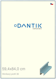 DANTIK rám na obraz 59,4x84 | ALU Dýha barevná modrá pastel (Plexi Čiré)