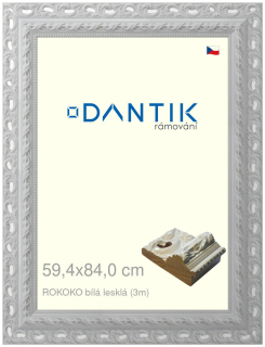 DANTIK rám na obraz 59,4x84 | ROKOKO bílá lesklá (Plexi Čiré)