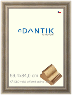 DANTIK rám na obraz 59,4x84 | KŘÍDLO velké stříbrné patina (Plexi Čiré)