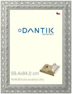 DANTIK rám na obraz 59,4x84 | ROKOKO bílá prodřená (Plexi Čiré)