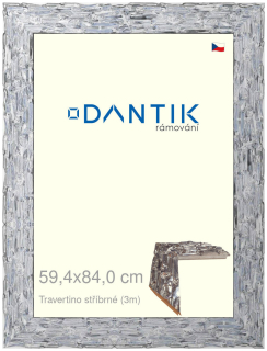 DANTIK rám na obraz 59,4x84 | TRAVERTINO stříbrné (Plexi Čiré)