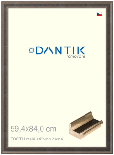 DANTIK rám na obraz 59,4x84 | TOOTH malá stříbrno černá (Plexi Čiré)