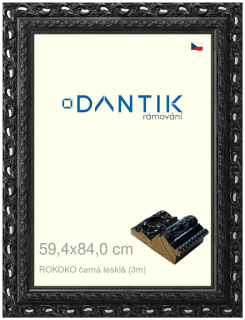 DANTIK rám na obraz 59,4x84 | ROKOKO černá lesklá (Plexi Čiré)