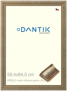 DANTIK rám na obraz 59,4x84 | KŘÍDLO malé stříbrné patina (Plexi Čiré)