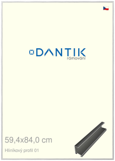 DANTIK rám na obraz 59,4x84 | ALU Stříbrná lesklá (Plexi Čiré)