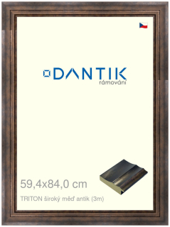 DANTIK rám na obraz 59,4x84 | TRITON široký měď antik (Plexi Čiré)