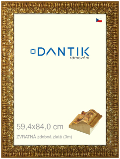 DANTIK rám na obraz 59,4x84 | ZVRATNÁ zdobná zlatá (Plexi Čiré)