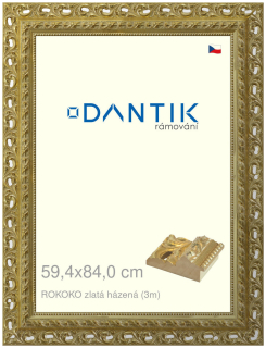 DANTIK rám na obraz 59,4x84 | ROKOKO zlatá házená (Plexi Čiré)