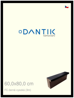 DANTIK rám na obraz 60x80 | FC černá vysoká (Plexi Čiré)